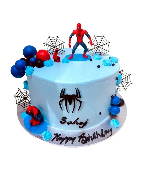 Custom Spiderman eggless birthday cake made at Num Num's Bakery for a kids party in the northwest Sydney area